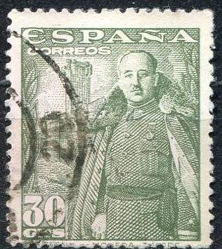 z vendido España 1948 1025 Sello º General Franco y Castillo de la Mota 30c Timbre Espagne Spain Spagna Espana Spanje Spanien 